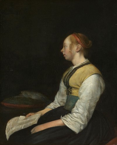 Seated Girl in Peasant Costume by Gerard ter Borch